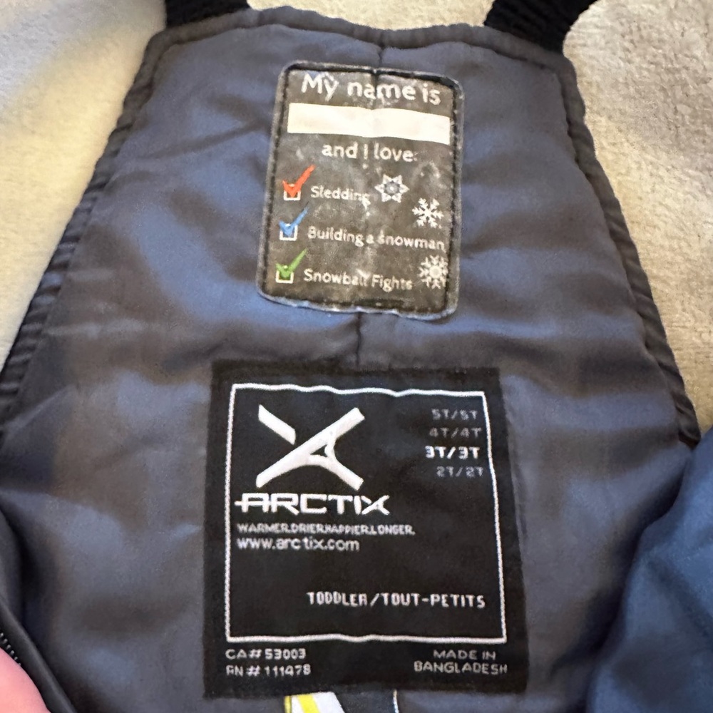 Arctix toddler Baby black snow ski bibs pants boys girls size 3T - Picture 3 of 4